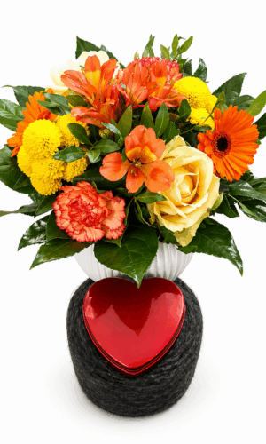 Buket med hjertechokolade